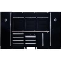 Bunker Modular Storage Combo 16 PC with Stainless Steel Worktop in Black