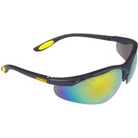 DeWalt Reinforcer Safety Glasses Fire Mirror in Black Rubber