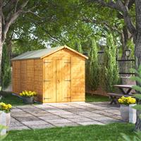 Power Windowless Apex Shed 18' x 6' Double Door in Natural Timber