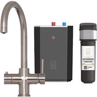 Calmag Swan Neck 3-in-1 Boiling Water Tap Brushed in Nickel Brass