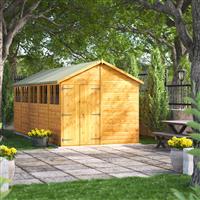 Power Apex Shed 20' x 8' - Double Doors in Natural Timber