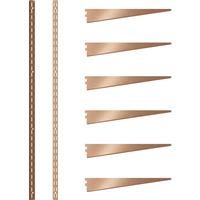 Rothley Bright Twin Slot Shelving Kit 1980mm Uprights (x2) & 270mm Brackets (x6) in Copper Steel