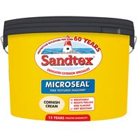 Sandtex Fine Textured Masonry Paint 10L Cornish in Cream