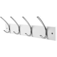 Satin On Hook Rail 4 Ribbed Hooks in White