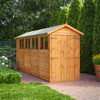 Powersheds Power Overlap Apex Shed 18' x 4' Double Doors in Natural Timber