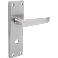 Unbranded Victorian Straight Door Handles Bathroom Satin (Pair) in Silver