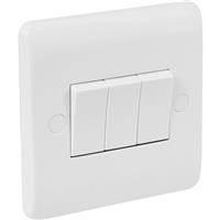 Scolmore Click Click Mode 10A Switch 3 Gang 2 Way in White Plastic