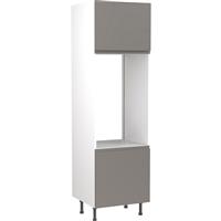 Kitchen Kit Flatpack J-Pull Kitchen Cabinet Tall Double Oven Unit Super Gloss 600mm in Dust Grey MFC