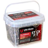 Ulti-Mate Stick-Fit Woodscrews Tub 5.0 x 50mm (600pk) in Gold