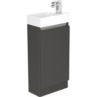 Newland Single Door Floor Standing Vanity Unit With Basin Midnight Mist 400mm in Black MFC