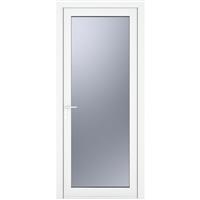 Crystal uPVC Single Door Full Glass Right Hand Open In 920mm x 2090mm Obscure Triple Glazed in White