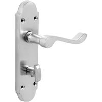 Eclipse Beaufort Door Handles Bathroom Satin (Pair) in Silver Nickel