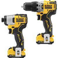 DeWalt DCK2111L2T 12V XR Cordless Combi Drill & Impact Driver Kit 2 x 3.0Ah in Yellow