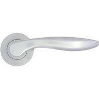 Stanza Cadiz Lever on Rose Door Handles Satin (Pair) in Chrome Aluminium