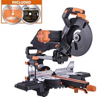 Evolution R255SMS-DB+ 255mm Multi-Material Double Bevel Sliding Mitre Saw Plus Pack 230V Plastic