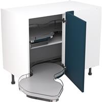 Kitchen Kit Flatpack Shaker Kitchen Cabinet Pull Out Base Blind Corner Unit Ultra Matt 1000mm Left Hand in Indigo Blue MFC