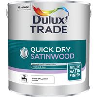 Dulux Trade Quick Dry Satinwood Paint Pure Brilliant 2.5L in White