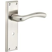 Minerva Door Handles Bathroom Brushed (Pair) in Silver