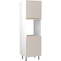 Kitchen Kit Flatpack J-Pull Kitchen Cabinet Tall Single Oven Unit Super Gloss 600mm in Light Grey MFC
