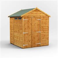 Powersheds Power Apex Security Shed 6' x 6' - Double Doors in Natural Timber
