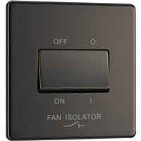BG Screwless Flat Plate Nickel 3 Pole Fan Isolator 10A in Black