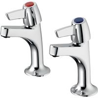 Armitage Shanks Sandringham 21 High Neck Sink Pillar Taps Lever Handles (2 Pack) in Chrome Brass