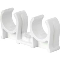 Talon Snap-in Open Clip 15mm Double (100 Pack) in White Plastic