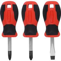 Minotaur Stubby Screwdriver Set (3 Piece) in Black/Red Steel