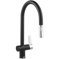 Deva Midford Pull Out Mono Mixer Kitchen Tap & Chrome in Black Brass