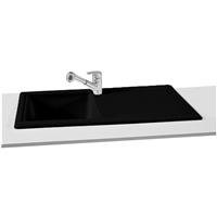 Unbranded Reversible Ceramic Kitchen Sink & Drainer Black Single Bowl in Glossy Black