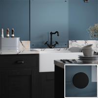 Laura Ashley Clear Glass Splashback with Matt Black Caps 600 x 750mm (1)