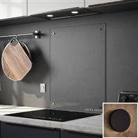 Laura Ashley Clear Glass Splashback with Matt Black Caps 900 x 750mm (1)