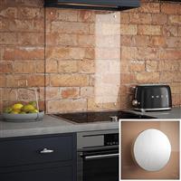 Splashback Clear Glass with Satin Chrome Caps 600 x 700mm (1)