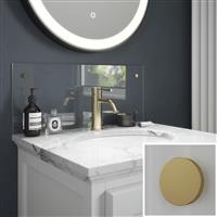 Splashback Clear Glass Bathroom 600 x 250mm With Brass Caps (1)