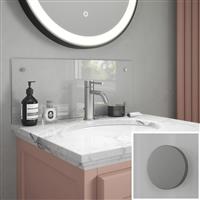 Splashback Clear Glass Bathroom 600 x 250mm With Satin Chrome Caps (1)