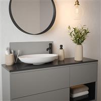 Splashback Matt Grey Glass Bathroom 600 x 250mm (1) Steel