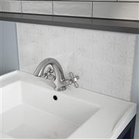 Laura Ashley Wicker Pearl White Glass Bathroom Splashback 600 x 250mm (1)