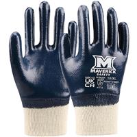 Maverick Safety MK10 Nitrile Knit Wrist Gloves (Pair) in Dark Blue
