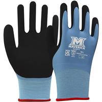 Maverick Safety MK38 Water Resistant Grip Gloves Large (Pair) in Blue/Black Latex