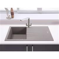 Maine Celyn Granite Composite Reversible Kitchen Sink & Drainer Small Single Bowl Grey (1) in Graphite Grey