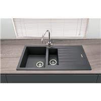 Maine Celyn Granite Composite Reversible Kitchen Sink & Drainer 1.5 Bowl Gunmetal in Gunmetal Grey