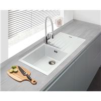 Maine Celyn Granite Composite Reversible Kitchen Sink & Drainer Large Single Bowl (1) in White