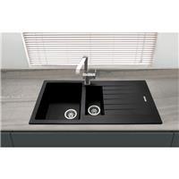 Maine Celyn Granite Composite Reversible Kitchen Sink & Drainer 1.5 Bowl in Black
