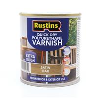 Rustins QuickDry Polyurethane Varnish Satin 500ml in Oak