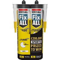 Soudal Fix All High Tack Adhesive & Sealant Turbo Twin Pack 290ml (2 Pack) in White