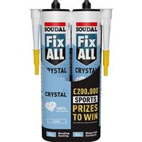 Soudal Fix All Crystal Adhesive & Sealant Twin Pack 290ml (2 Pack) in Clear