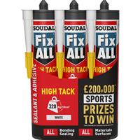 Soudal Fix All High Tack Adhesive & Sealant Triple Pack 290ml (3 Pack) in White