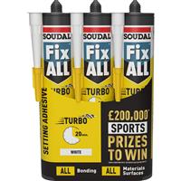 Soudal Fix All Turbo Adhesive & Sealant Triple Pack 290ml (3 Pack) in White