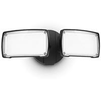 Lutec Chimera Twin Head Floodlight IP54 21W 2350lm 5000K (No Sensor) in Black Polycarbonate