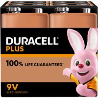 Duracell Plus 9V Batteries 100% Life Guaranteed (4 Pack) Plastic